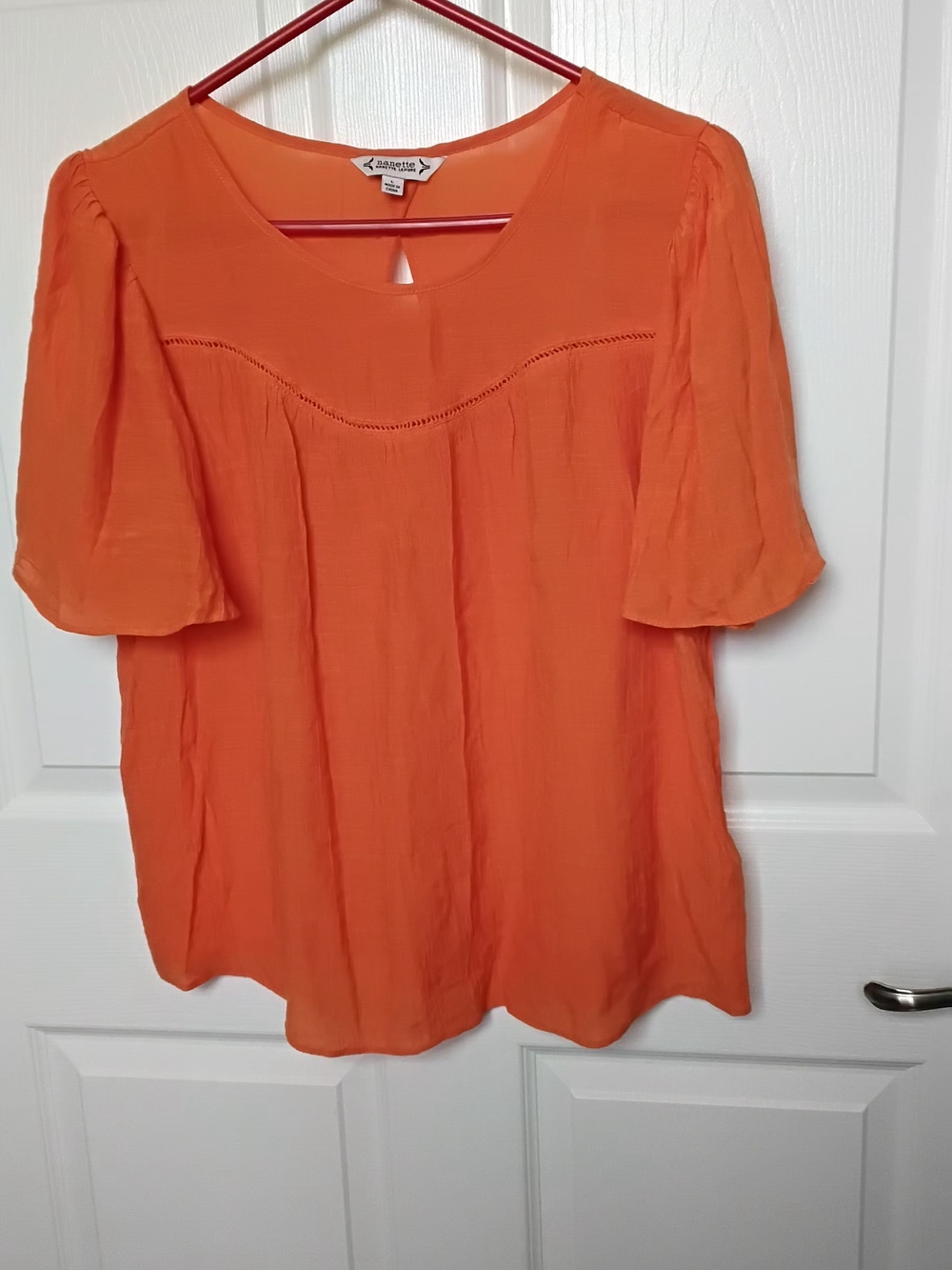 Nanette Lepore Orange Short-Sleeve Peasant Blouse